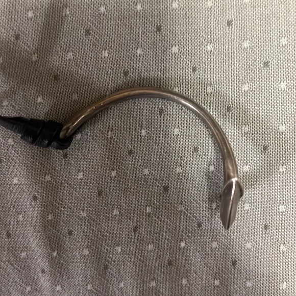 Like new Miansai sterling silver anchor cuff w/ blue leather wrap - Picture 2 of 5